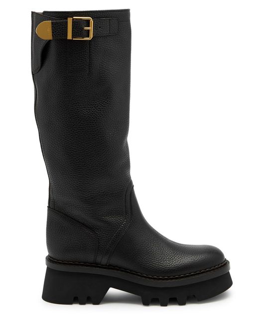 Chloé Black Owena Leather Knee-high Boots