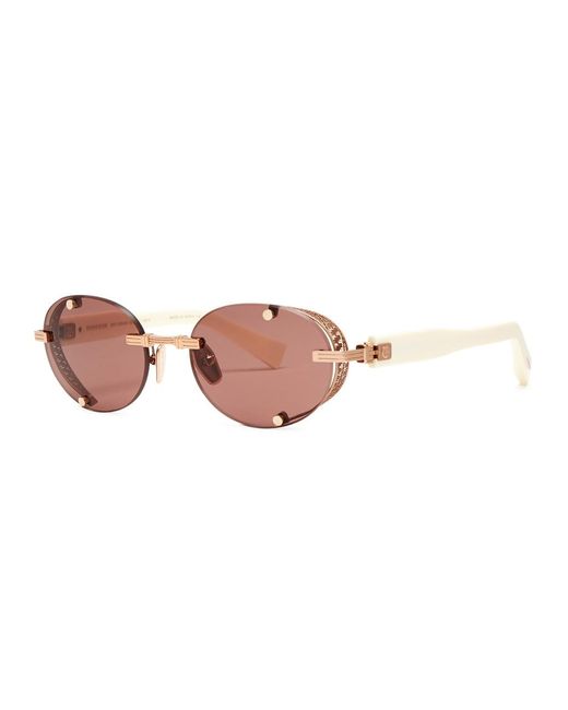 BALMAIN EYEWEAR Pink Monsieur Rimless Oval-frame Sunglasses
