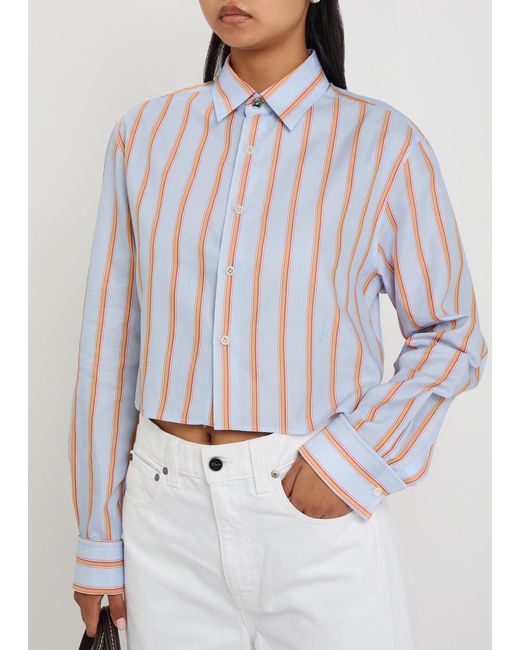 J.W. Anderson White Striped Cropped Cotton-Poplin Shirt