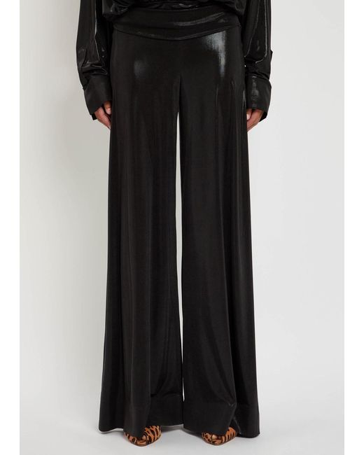Norma Kamali Black Elephant Pearlescent Stretch-Jersey Trousers