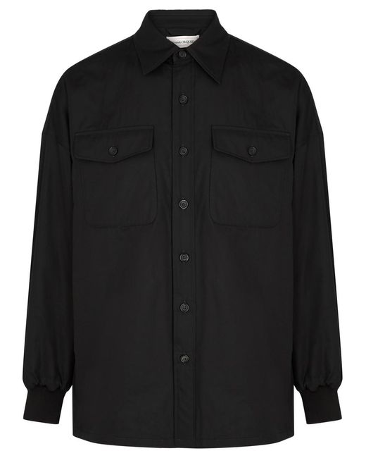 Alexander McQueen Black Logo-Embroidered Cotton Overshirt for men