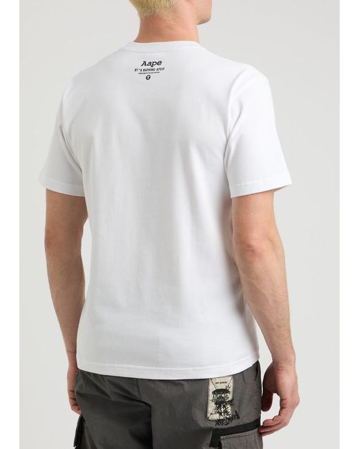 Aape White Logo-Print Cotton T-Shirt for men