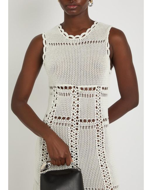 Erdem White Scalloped Crochet Cotton Maxi Dress
