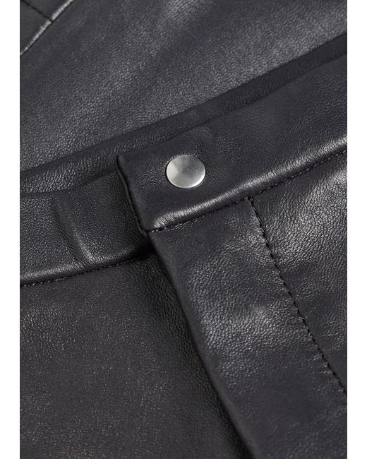 Stouls Gray Newton Slim Leg Leather Trousers