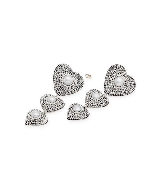 SORU White Heart Rhodium-plated Drop Earrings