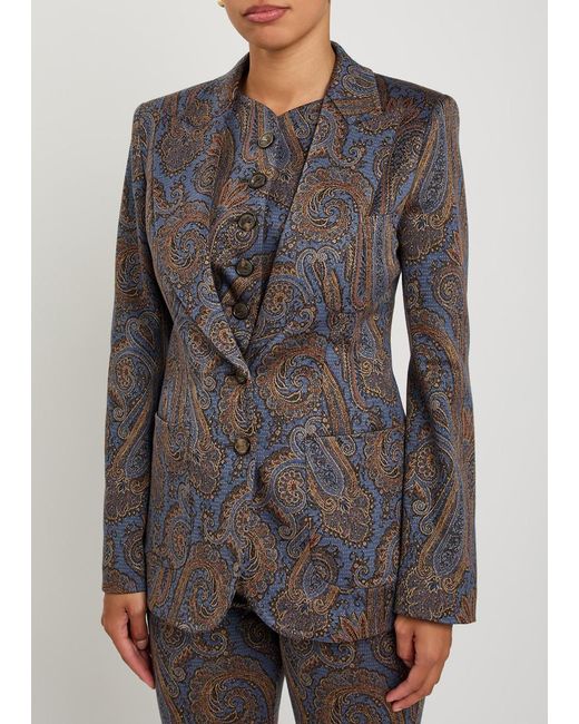 Etro Blue Paisley-Jacquard Blazer