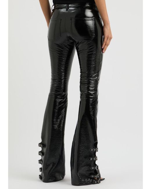 Courreges Black Cut-Out Coated Bootcut Trousers