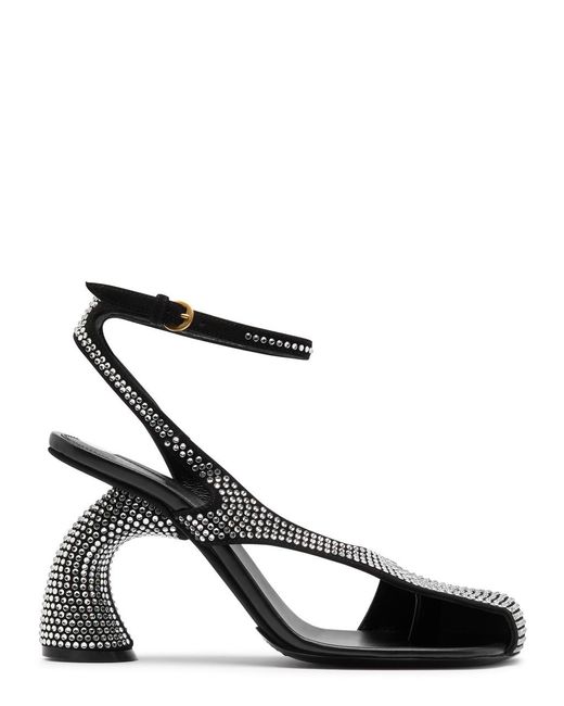 Dries Van Noten Black 100 Crystal-Embellished Suede Sandals