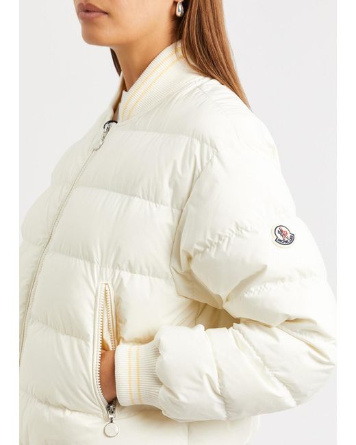 Moncler White Argo Quilted Shell Bomber Jacket