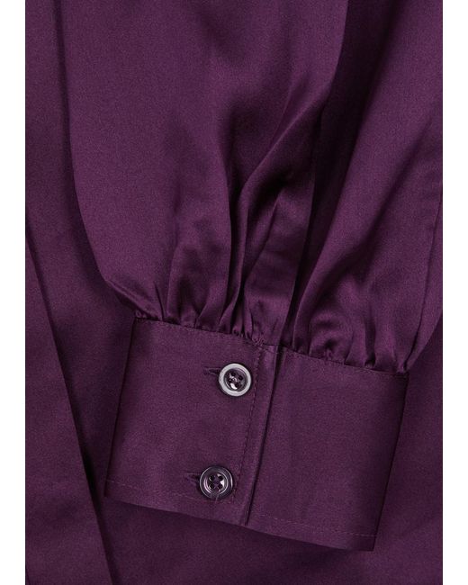 FRAME Purple Gillian Silk-satin Shirt