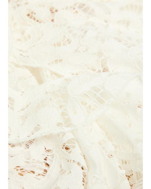 De La Vali White Bodita Appliquéd Guipure Lace Mini Dress