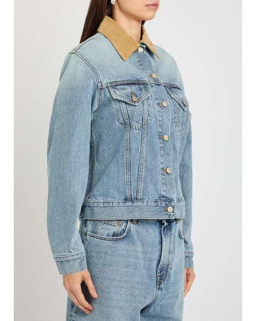 Rohe Blue Suede Collar Denim Jacket
