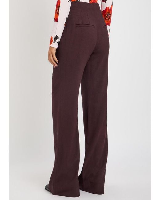Veronica Beard Purple Jude Wide-Leg Woven Trousers