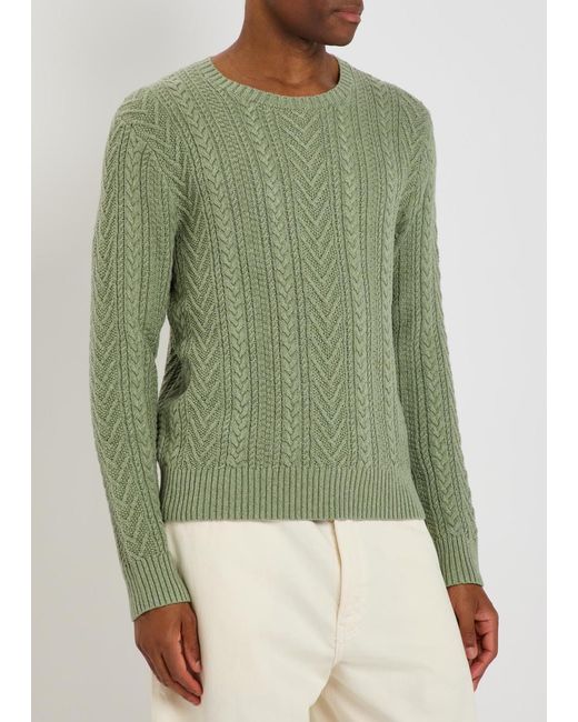 Polo Ralph Lauren Green Cable-Knit Cotton And Linen-Blend Jumper for men