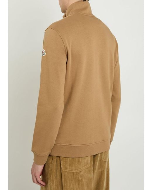 Moncler Natural Moncler Embroidered Logo Polo Neck Sweatshirt for men