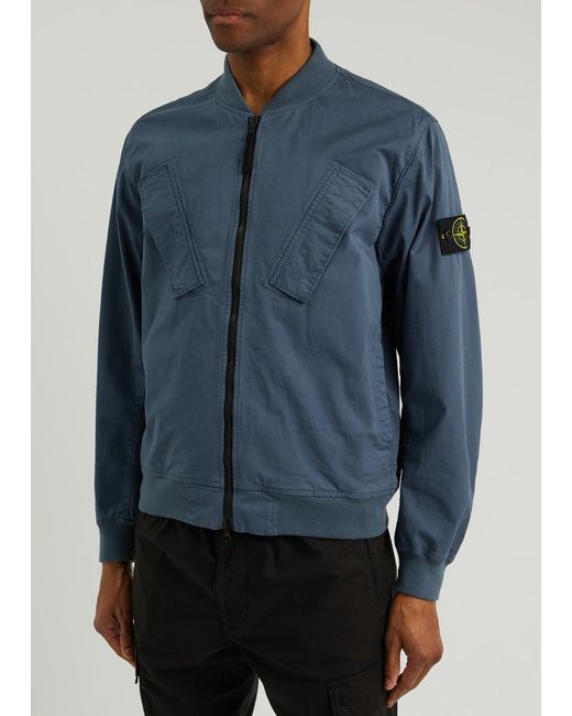 Stone Island Blue Stretch-Cotton Bomber Jacket for men