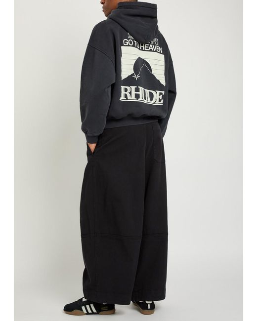 Rhude Black Moonlight Pack Printed Hooded Cotton Sweatshirt for men