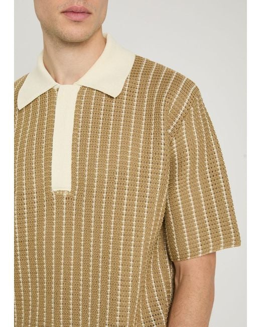 Jil Sander Natural Striped Cotton-Knit Polo Shirt for men
