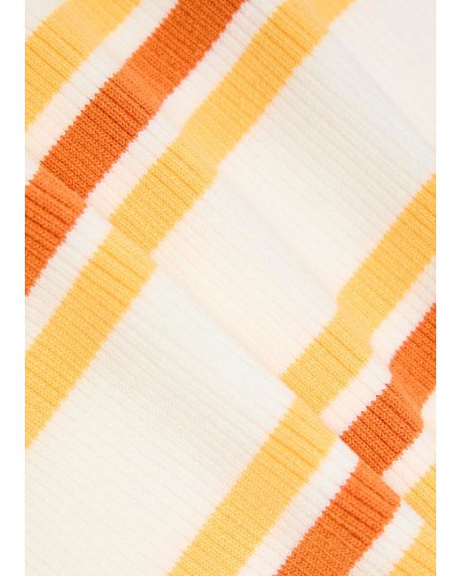 Jonathan Simkhai Yellow Luka Striped Cotton-Blend Polo Top