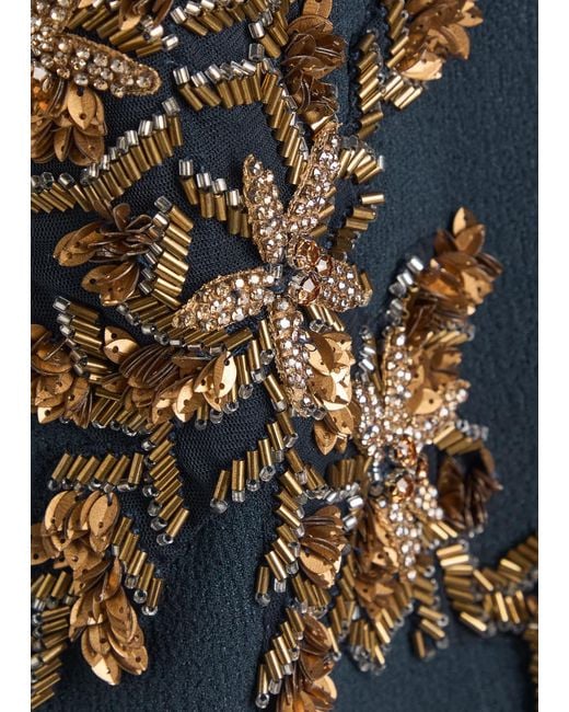 Rebecca Vallance Blue Orla Embellished Crepe Gown