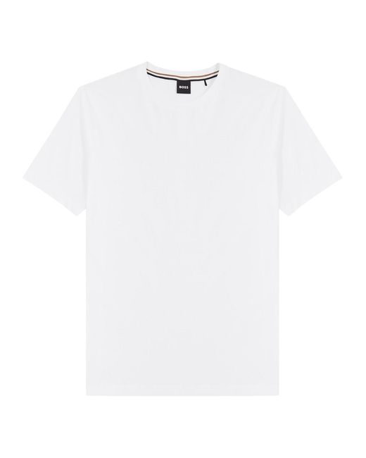 Boss White Logo Cotton T-Shirt for men