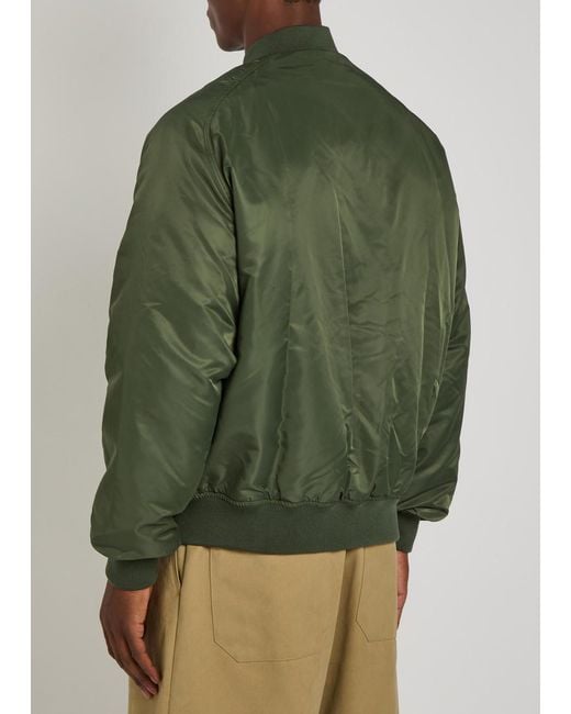 Percival Green Padded Taffeta Bomber Jacket for men