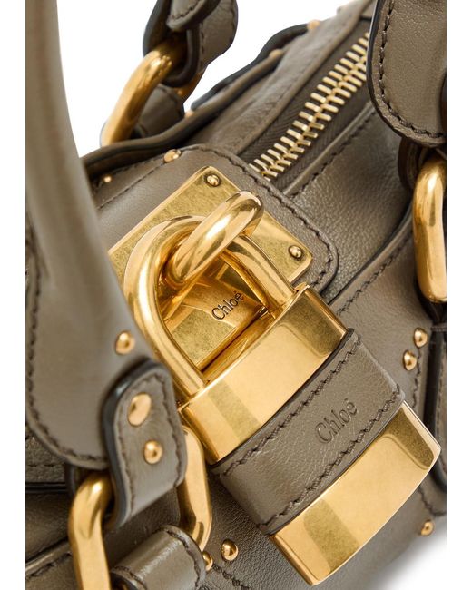 Chloé Metallic Paddington Padlock Grained Leather Shoulder Bag