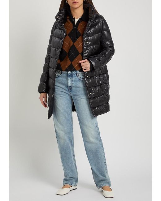 Herno Black Quilted Shell Coat