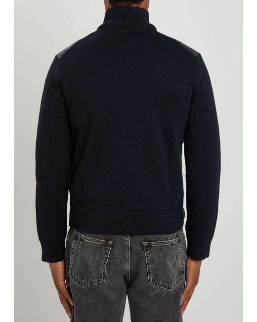 Moncler Blue Quilted Knit And Nylon Jacket for men