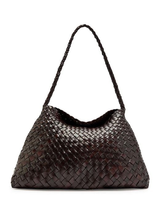 Dragon Diffusion Black Santa Maria Woven Leather Shoulder Bag