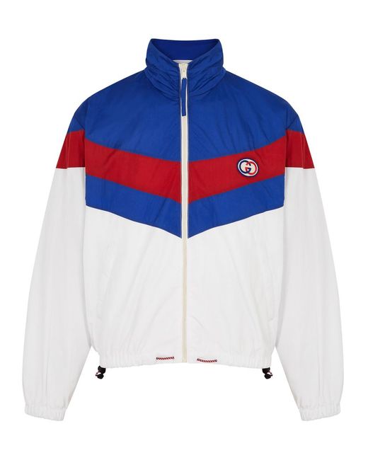 Gucci Blue Striped Logo Shell Track Jacket for men