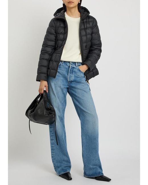 Moncler Black Engoulevent Hooded Quilted Shell Jacket