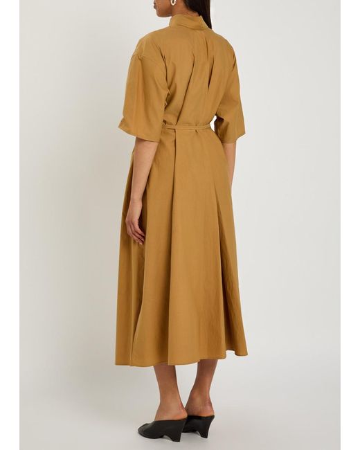 Lemaire Brown Reversible Belted Cotton And Silk-Blend Midi Dress