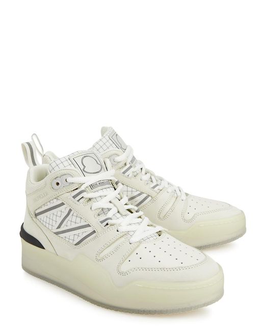 Moncler White Pivot Panelled Nubuck Hi-top Sneakers, Sneakers, Round Toe for men