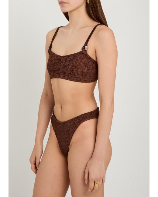 Hunza G Brown Cassie Beaded Crinkle Bikini