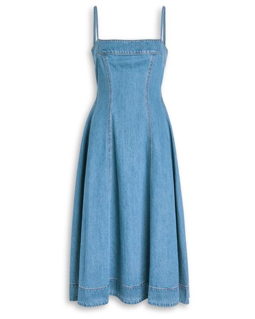 PAIGE Blue Pippa Panelled Denim Midi Dress