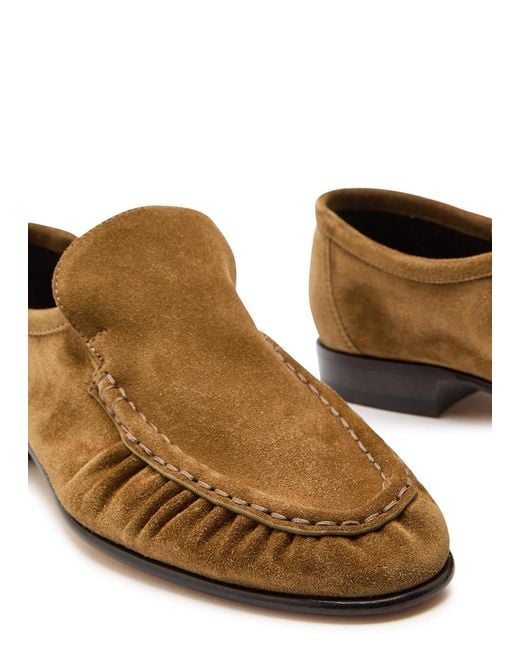 The Row Brown Soft Suede Loafers