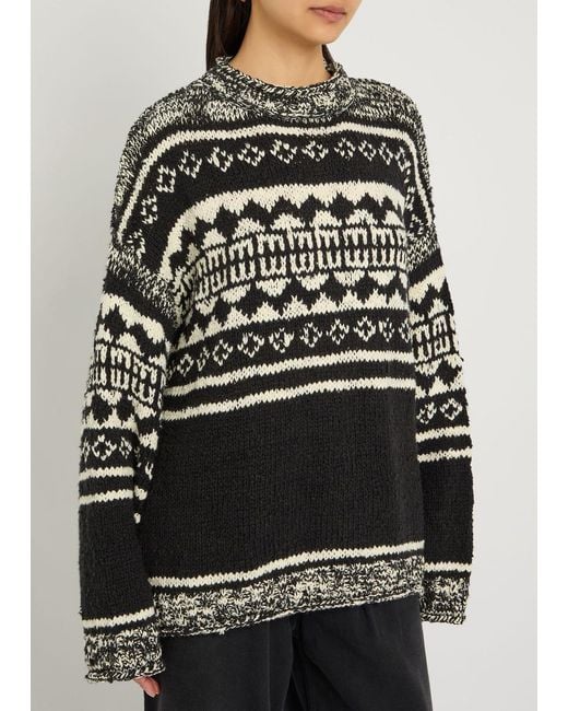 Free People Black Dani Patterned Cotton-Blend Jumper