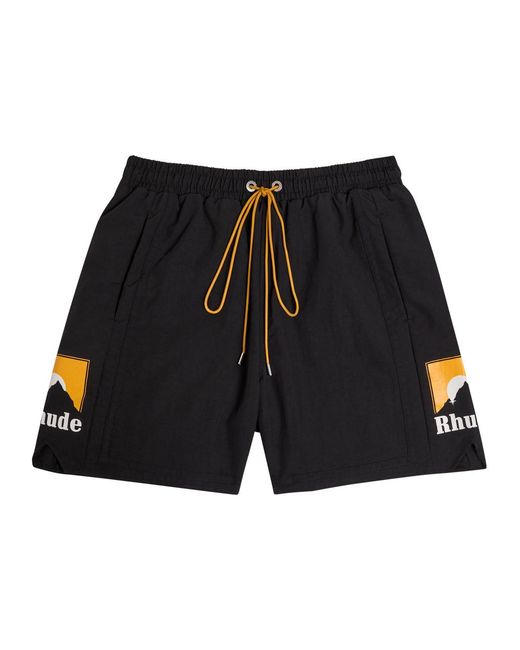 Rhude Black Moonlight Printed Shell Shorts for men