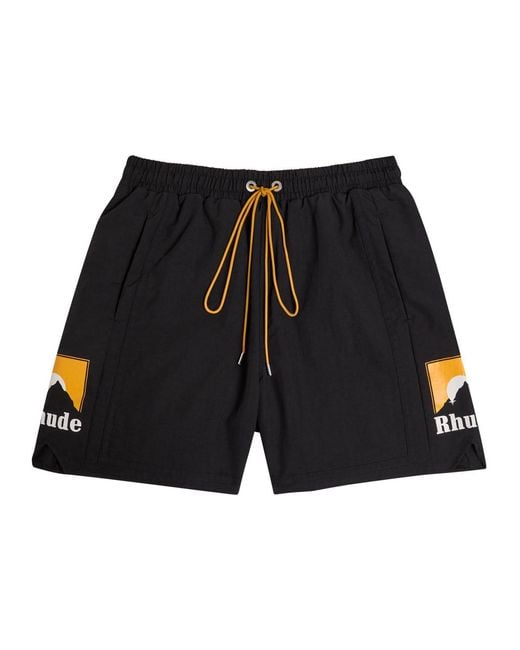 Rhude Black Moonlight Printed Shell Shorts for men