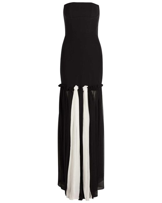 Nensi Dojaka Black Colour-Blocked Stretch-Crepe Maxi Dress