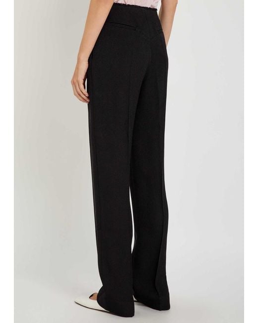 TOVE Black Oran Fray-Trim Crepe Trousers