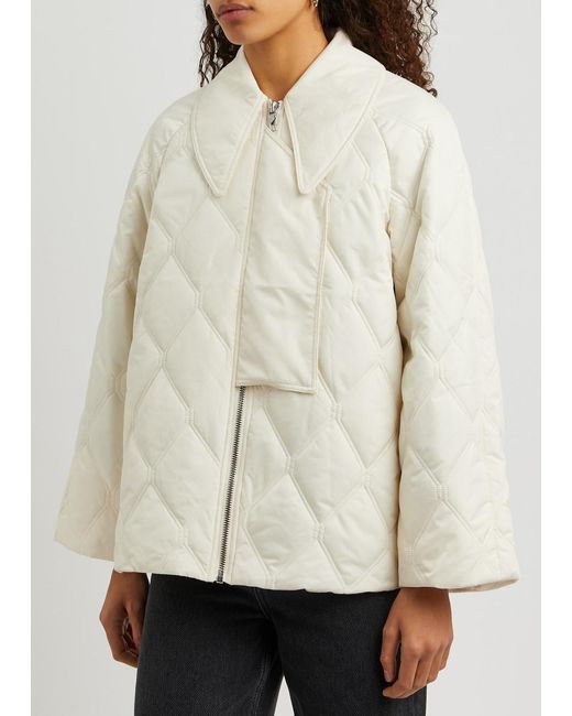 Ganni White Quilted Shell Jacket