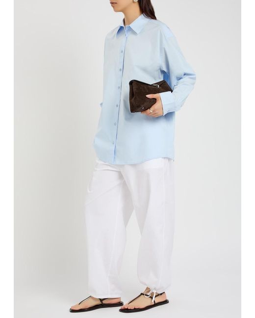 Totême Blue Classic Tumbled Cotton-Poplin Shirt