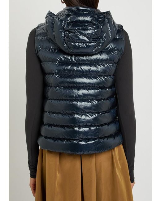 Herno Blue Padded Hooded Glossed Shell Gilet