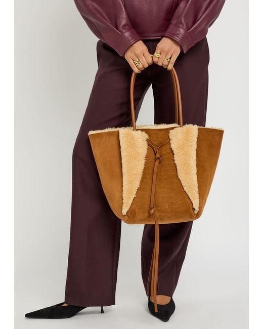 Gabriela Hearst Brown Marija Shearling And Suede Tote Bag