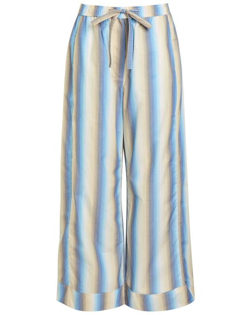 Ganni Blue Ombre Stripe Cotton-Poplin Trousers