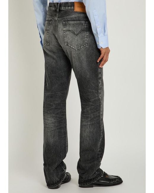 Versace Gray Straight-Leg Jeans for men