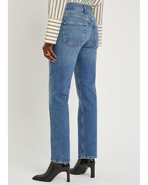 Citizens of Humanity Blue Blaine Horsebit-Embellished Slim Straight-Leg Jeans