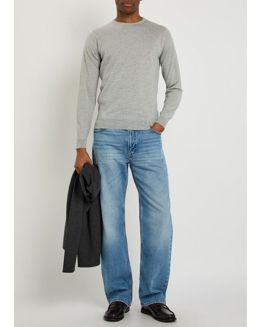John Smedley Gray Lundy Fine-Knit Merino Wool Jumper for men
